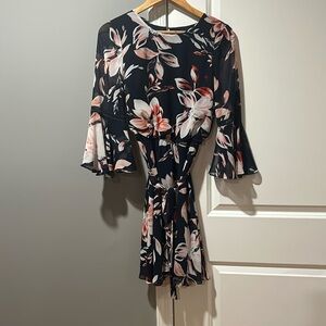 Vince Camuto Floral Print Chiffon Dress